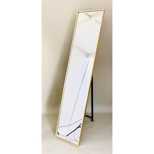 403 - DRESSING MIRRORS, a pair, free standing, gilt frames, 152cm high, 30cm wide. (2)