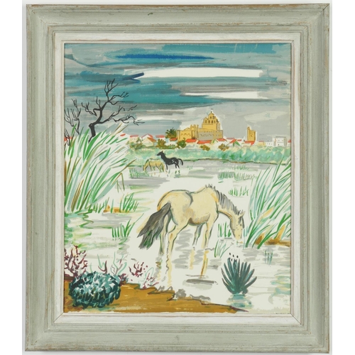 72 - YVES BRAYER, Horses of the Camargue, France lithograph, printed by Mourlot, vintage French frame. 45... 