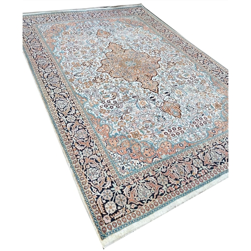 83 - FINE PURE SILK HEREKE DESIGN CARPET, 280cm x 190cm.