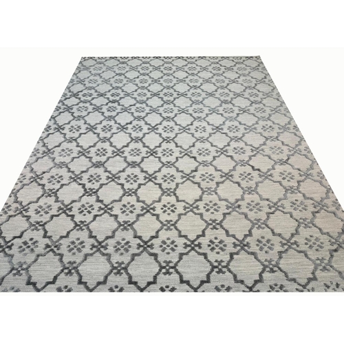 84 - FINE CONTEMPORARY SILK AND WOOL CARPET, 300cm x 240cm, Moroccan lattice design.