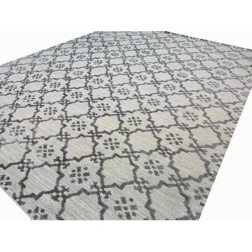 84 - FINE CONTEMPORARY SILK AND WOOL CARPET, 300cm x 240cm, Moroccan lattice design.