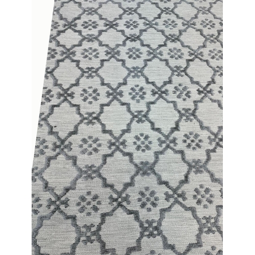 84 - FINE CONTEMPORARY SILK AND WOOL CARPET, 300cm x 240cm, Moroccan lattice design.