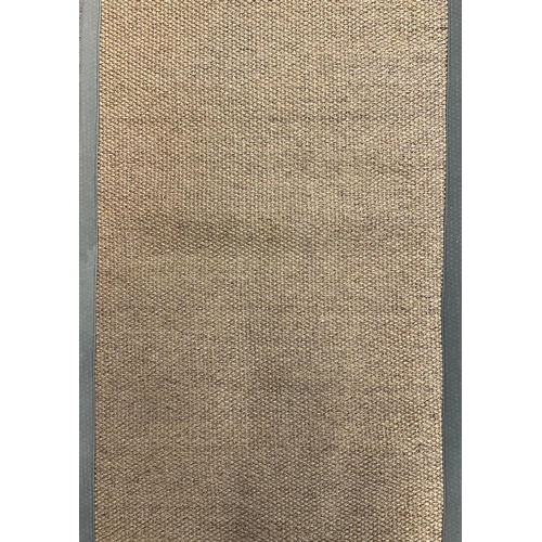 85 - WOVEN SEAGRASS LONG RUNNER, with a sage border, 1075cm x 69cm.