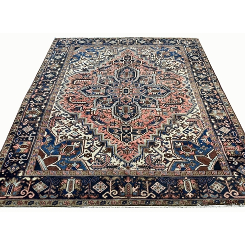 92 - FINE ANTIQUE HERIZ CARPET, 247cm x 224cm.