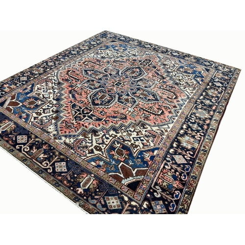 92 - FINE ANTIQUE HERIZ CARPET, 247cm x 224cm.