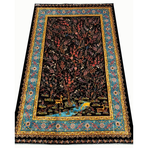 98 - FINE QUM DESIGN RUG, 225cm x 150cm, tree of life design.