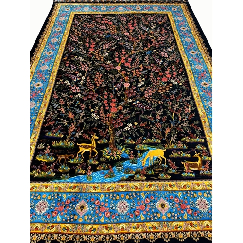 98 - FINE QUM DESIGN RUG, 225cm x 150cm, tree of life design.