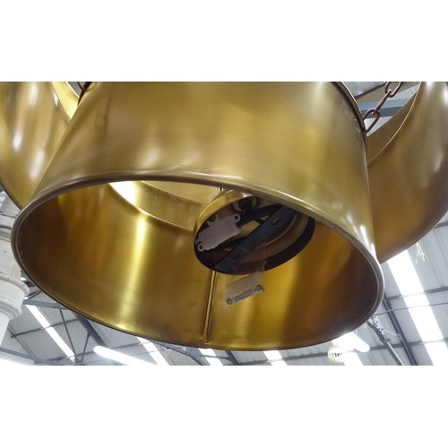 422 - CEILING PENDANT LIGHT, gilt metal, three tiered shade, 64cm diameter