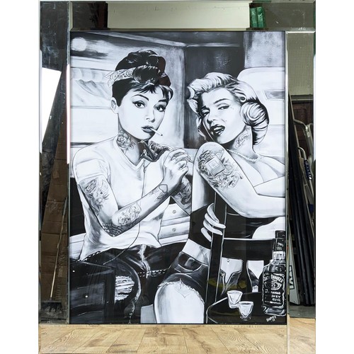 458 - AUDREY TATTOOING MARILYN, contemporary school print, relief detail, framed, 95.5cm x 75cm.