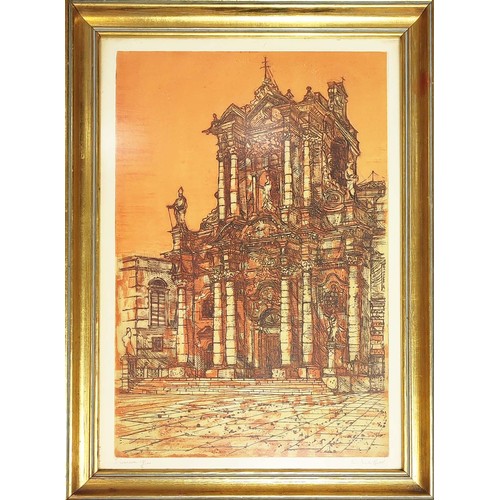 54 - RICHARD BEER, 'Siracuse' etching in colours, signed and numbered 15/100, framed.