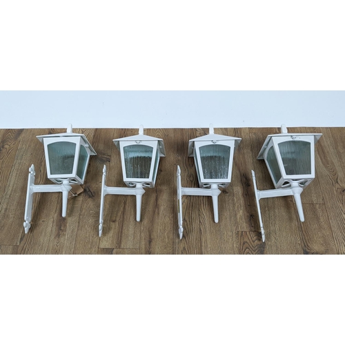 414 - ELSTEAD LANTERN WALL LIGHTS, a set of four, white painted, each measuring 43cm high, 18cm wide, (4)