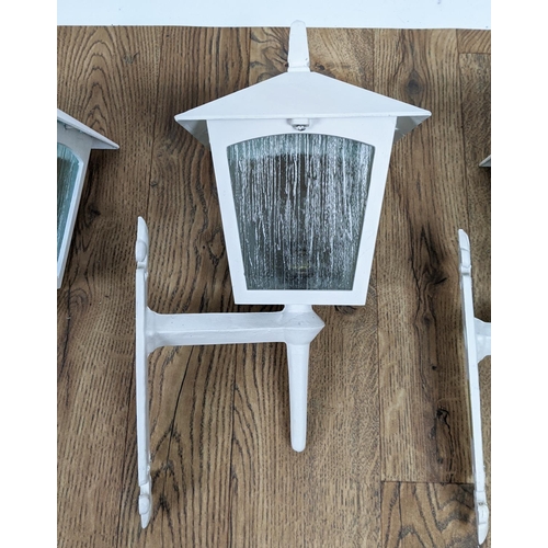 414 - ELSTEAD LANTERN WALL LIGHTS, a set of four, white painted, each measuring 43cm high, 18cm wide, (4)