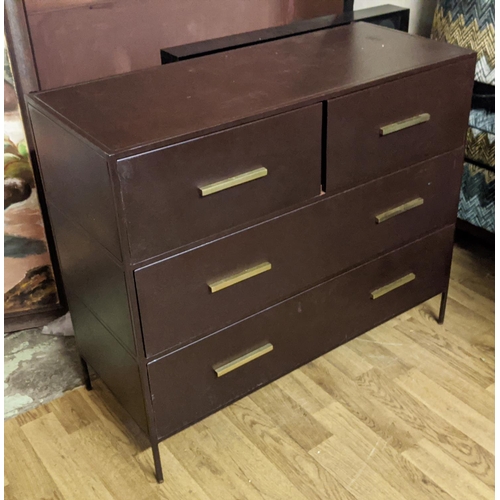 440 - CHEST OF DRAWERS, 80cm H x 95cm W x 40cm D, contemporary metal frame, with two short and two long dr... 