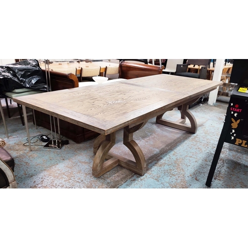 444 - ATTRIBUTED TO OKA KAISHU EXTENDING DINING TABLE, watered grey, 76cm high, 250cm long, 300cm fully ex... 