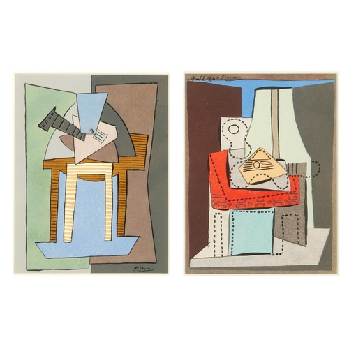 PABLO PICASSO, a pair of rare cubist pochoirs (after the 1920 watercolours), signed in the plate, edition:700, 1926, published by Zervos, 22 x 17cm each. (2) (Subject to ARR - see Buyers Conditions)