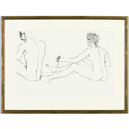 34 - ELISABETH FRINK, Two Seated Men, hand signed, original lithograph. Edition: 250, printed at Curwen S... 