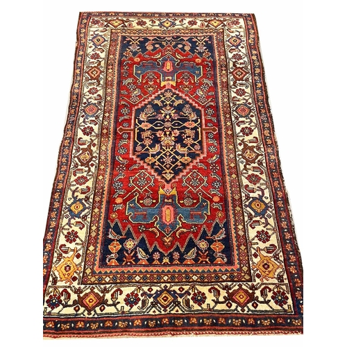 108 - ANTIQUE NORTHWEST PERSIAN RUG, 215cm x 128cm.