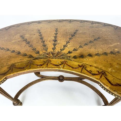 118 - SIDE TABLE, late 19th century French kidney shaped giltwood and painted with conforming stretcher su... 