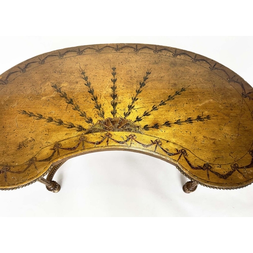 118 - SIDE TABLE, late 19th century French kidney shaped giltwood and painted with conforming stretcher su... 