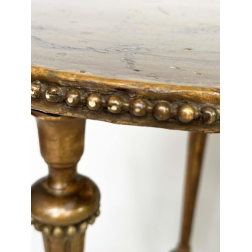 118 - SIDE TABLE, late 19th century French kidney shaped giltwood and painted with conforming stretcher su... 