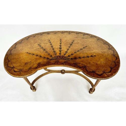 118 - SIDE TABLE, late 19th century French kidney shaped giltwood and painted with conforming stretcher su... 