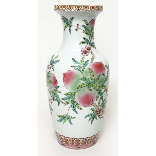 123 - TEMPLE JAR, famille rose decoration vase form together with a canton style umbrella stand, vase 47cm... 