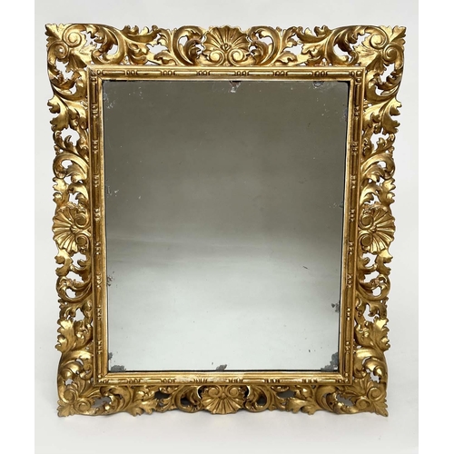 125 - FLORENTINE WALL MIRROR, late 19th/early 20th century Florentine carved giltwood, 90cm H x 74cm W.