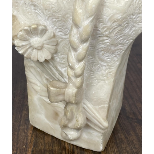 4 - BUST, Victorian alabaster of a ponytailed lady, 36cm H x 26cm.