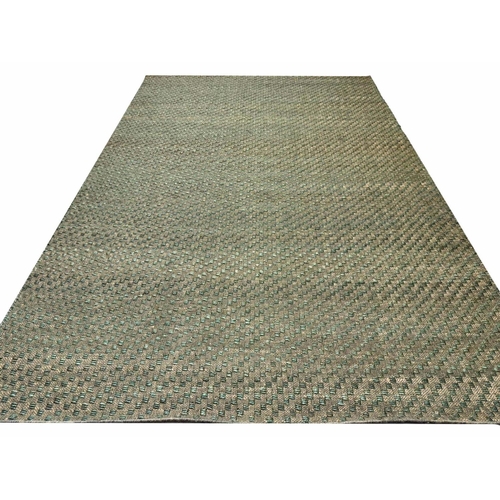 86 - NATURAL OLIVE GREEN JUTE CARPET, 300cm x 200cm.