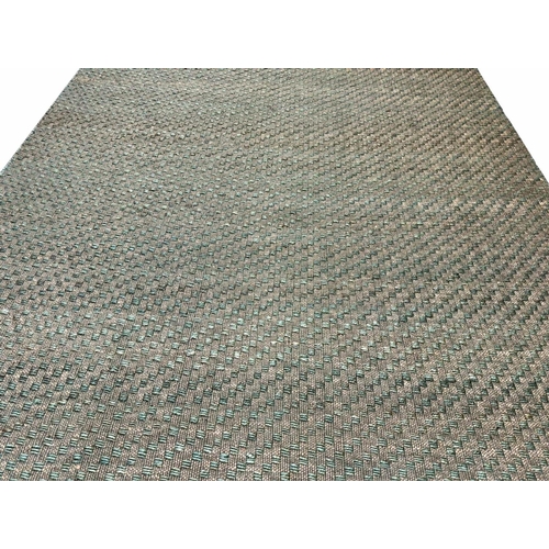 86 - NATURAL OLIVE GREEN JUTE CARPET, 300cm x 200cm.