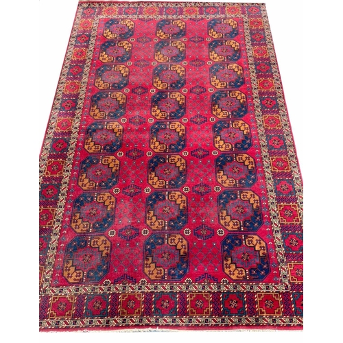 89 - FINE TURKMAN BESTIR CARPET, 271cm x 184cm.