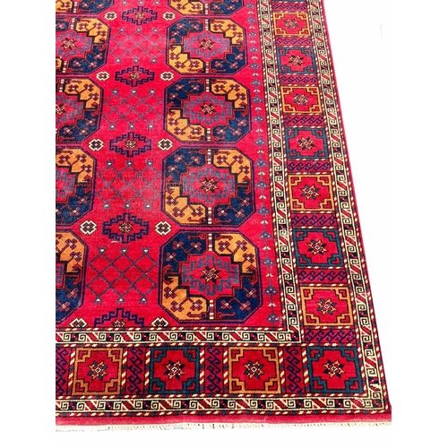 89 - FINE TURKMAN BESTIR CARPET, 271cm x 184cm.