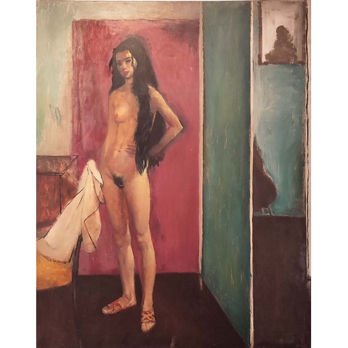 27 - HENRY HOLT, 'Nude study', oil on canvas, 91cm x 72cm.