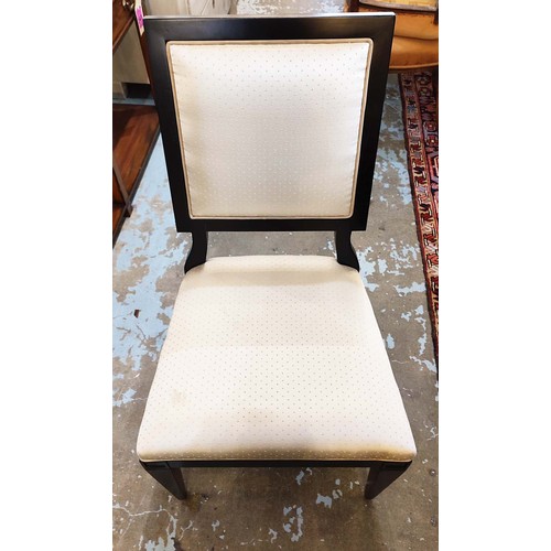 437 - DINING CHAIRS, a set of ten, with ebonised show frames of Art Deco influence, 55cm x 100cm H. (10)