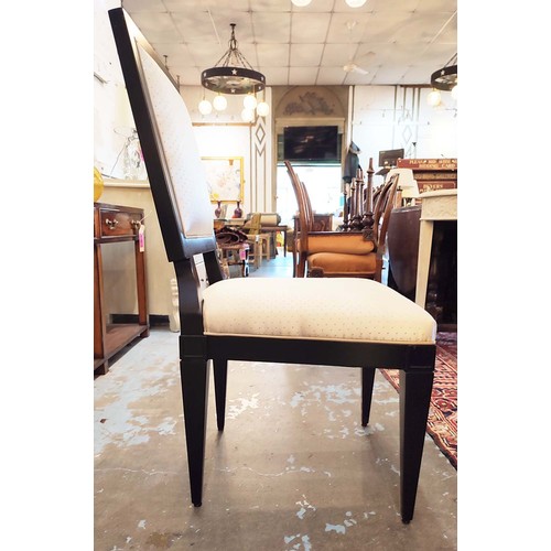 437 - DINING CHAIRS, a set of ten, with ebonised show frames of Art Deco influence, 55cm x 100cm H. (10)