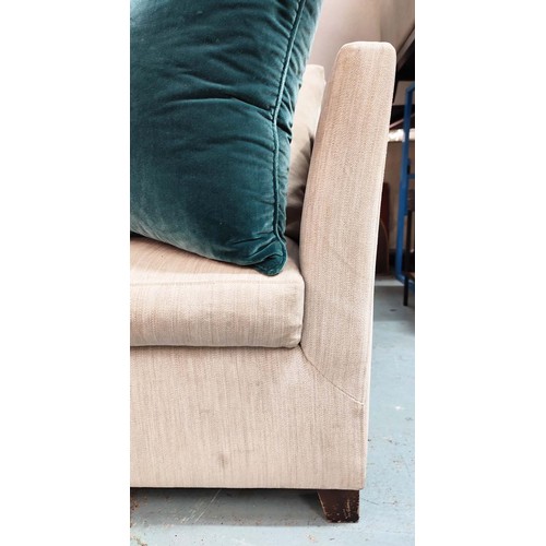 438 - SOFA, 71cm H x 100cm D x 227cm W, in a neutral Herringbone upholstery.