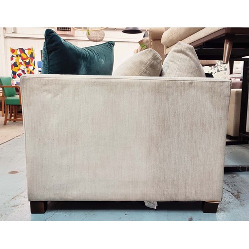 438 - SOFA, 71cm H x 100cm D x 227cm W, in a neutral Herringbone upholstery.