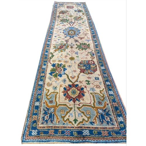 149 - ANTIQUE OUSHAK RUNNER, 360cm x 95cm.