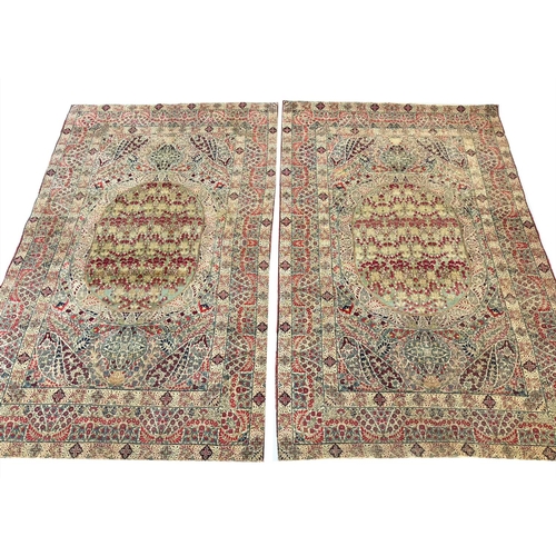 159 - FINE PAIR OF PERSIAN KERMAN RUGS, 197cm x 135cm, 19th century Mille-Fleurs design. (2)
