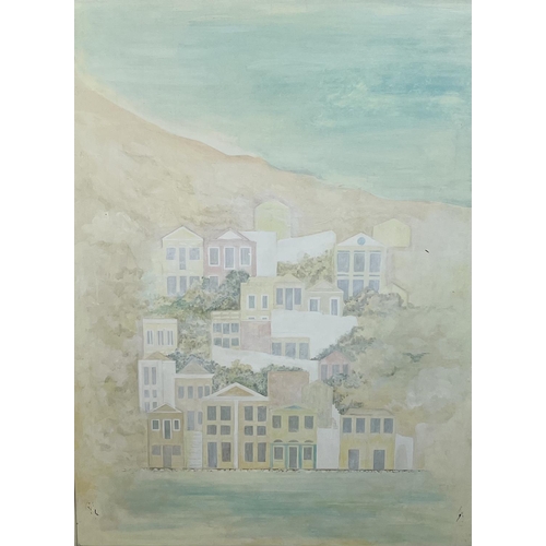 76 - 20TH CENTURY ITALIAN SCHOOL, 'Positano', oil on board, 134cm x 104cm, framed.