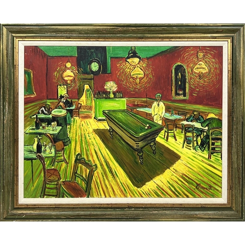 79 - AFTER VINCENT VAN GOGH (1853-1890), 'The Night Café', oil on canvas, 76cm x 95cm, framed.