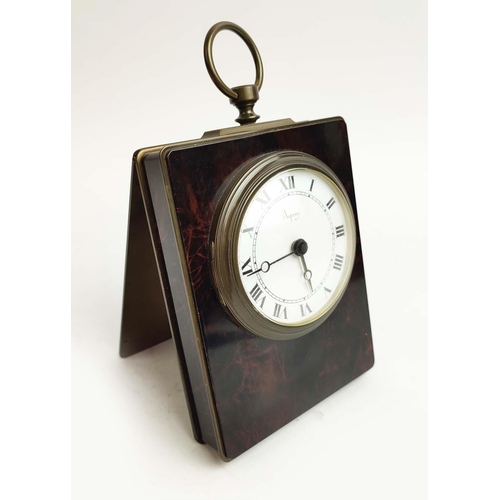 8 - AN ASPREY TORTOISESHELL TRAVELLING MANTEL CLOCK, early 20th Century, white enamelled dial, Roman num... 