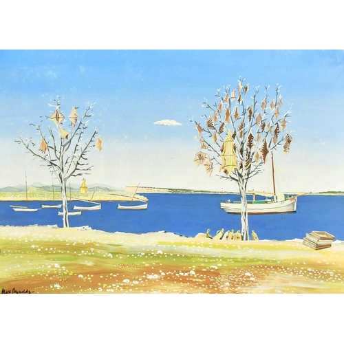 88 - MAX REYNOLDS , 'La Savina, Formentera, Ballearics, Spain', gouache, 47cm x 66cm, signed, frost and r... 