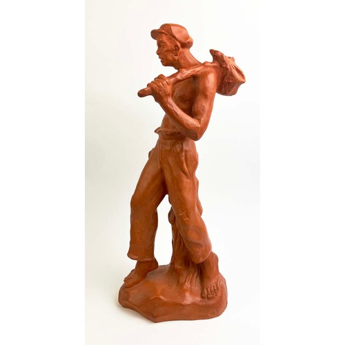 40A - JOSEF ARNOST GAUSE (1910-1988), 'Le Travailleur', terracota, 52.5cm, signed.