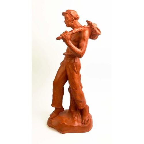 40A - JOSEF ARNOST GAUSE (1910-1988), 'Le Travailleur', terracota, 52.5cm, signed.