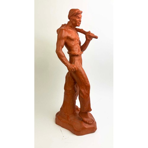 40A - JOSEF ARNOST GAUSE (1910-1988), 'Le Travailleur', terracota, 52.5cm, signed.