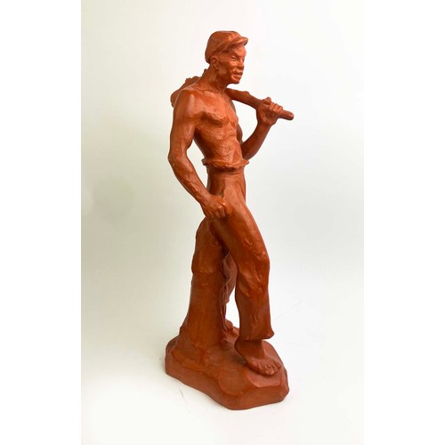 40A - JOSEF ARNOST GAUSE (1910-1988), 'Le Travailleur', terracota, 52.5cm, signed.