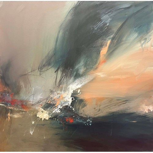 94 - JANET KERR 'Fields of Fire, VI, No II', oil on canvas, 76cm x 76cm, signed verso.