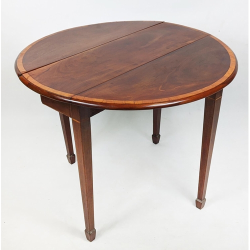 DROP LEAF TABLE, 19th century mahogany with satinwood crossbanding ...