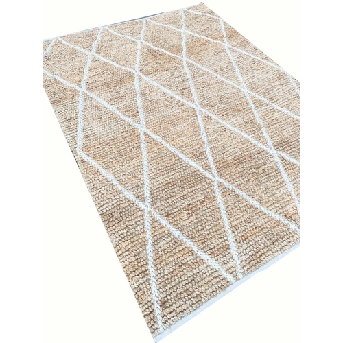 101 - MOROCCAN DESIGN JUTE CARPET, 220cm x 160cm.